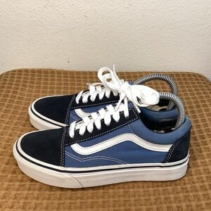 Vans Classic Old Skool Womens Size 6.5 Black Blue Low Top Shoes Skate Sneakers